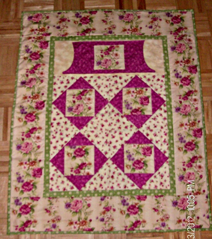 Rose Lovie Lap Quilt with pockets, great for wheelchairs or loved ones in a nursing home.