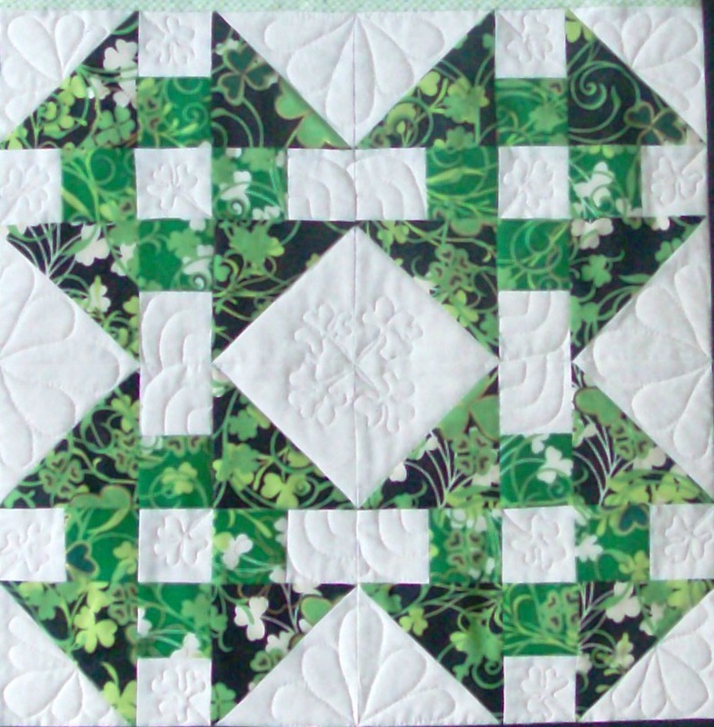 Quilt blog about four squares of the Wrench block.