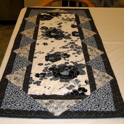 Black and White Table Runner By Home Sewn By Carolyn