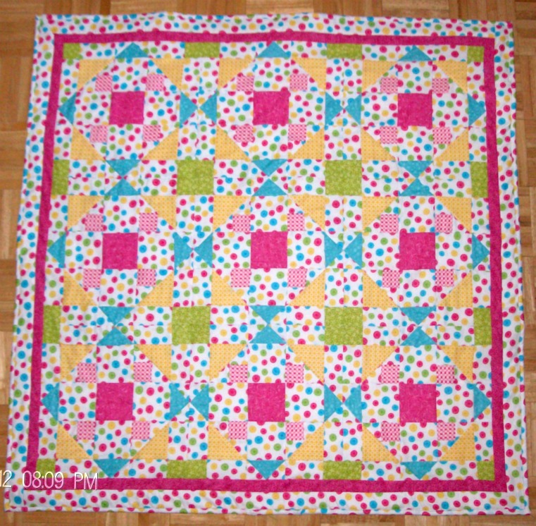 Old Favorite Baby Quilt show you what the Old Favorite quilt block looks like when put with four or more blocks.