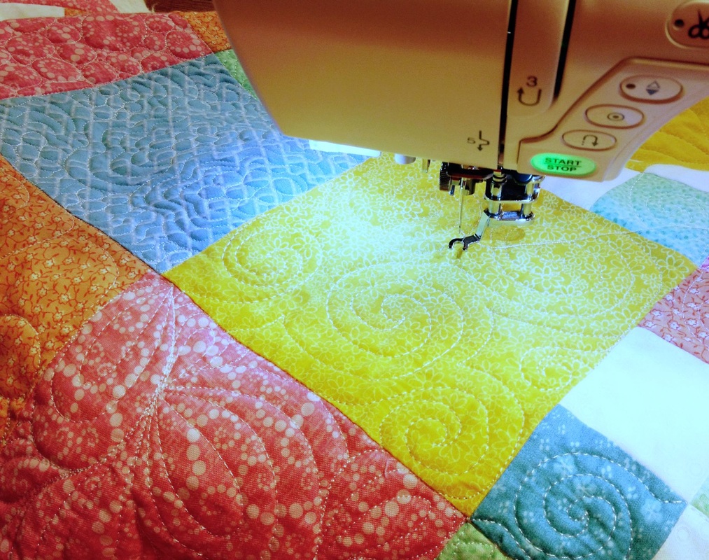 Free motion quilting on my Janome 7700.