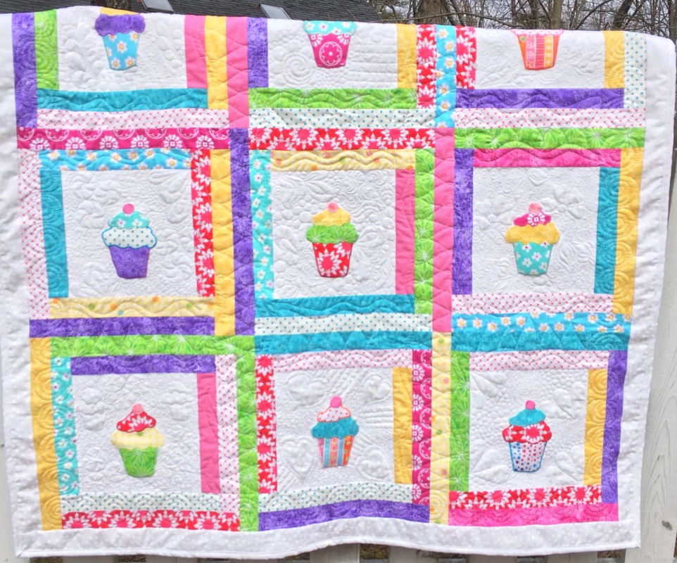 Cupcake Baby Quilt, handmade from http://www.HomeSewnByCarolyn.com