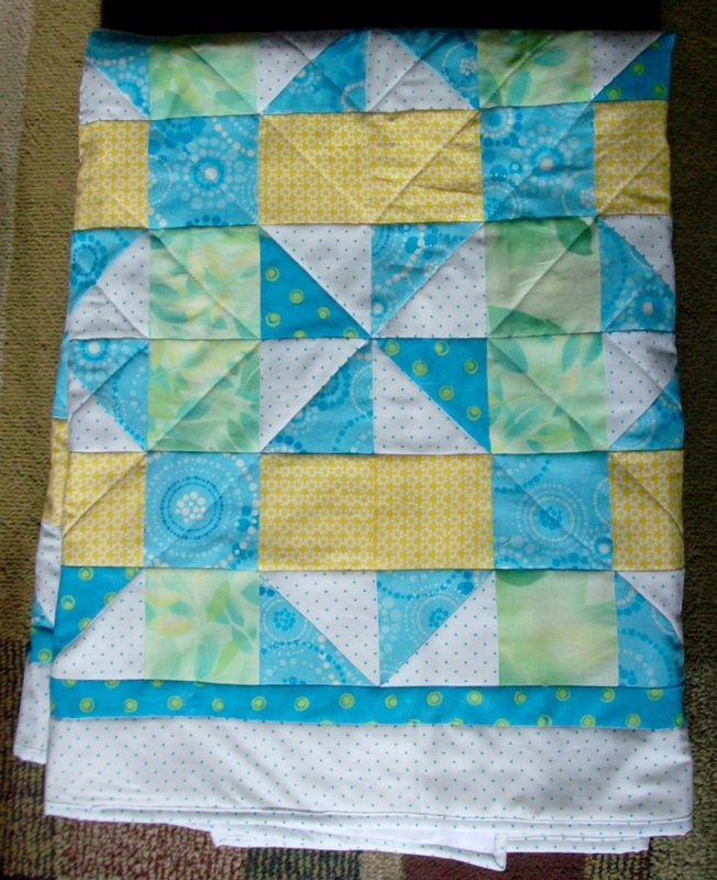 A Taste of Spring Lap quilt showing diagonal quilting