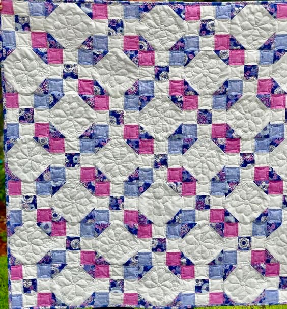 Pink and Purple Floral Baby Quilt