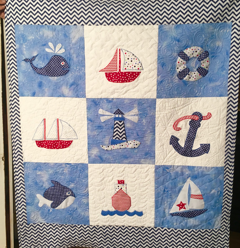 Nautical Baby Quilt from http://www.HomeSewnByCarolyn.com