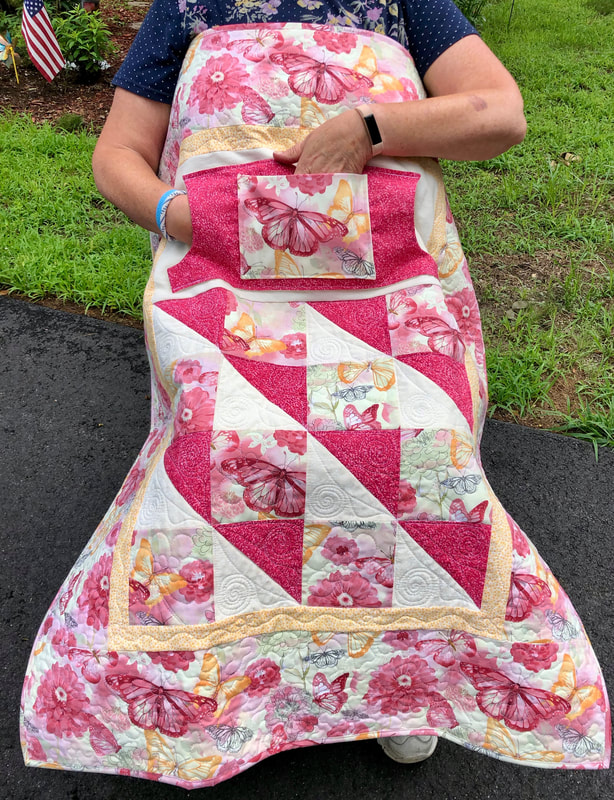 Blooming Butterfly Lovie Lap Quilt with Pockets