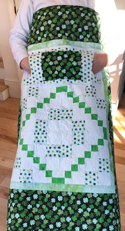Irish Lovie Lap Quilt with Pockets for sale from http://www.HomeSewnByCarolyn.com 