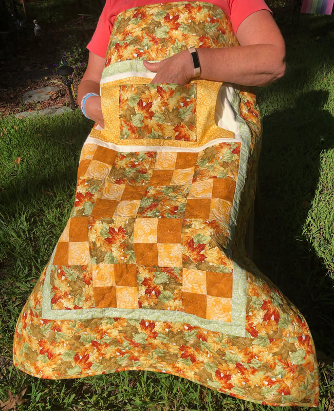Fall Leaves Lovie Lap Quilt with Pockets