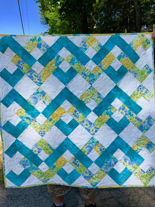 Teal and Floral Baby Quilt for sale from http://www.HomeSewnByCarolyn.com/baby-quilts.html