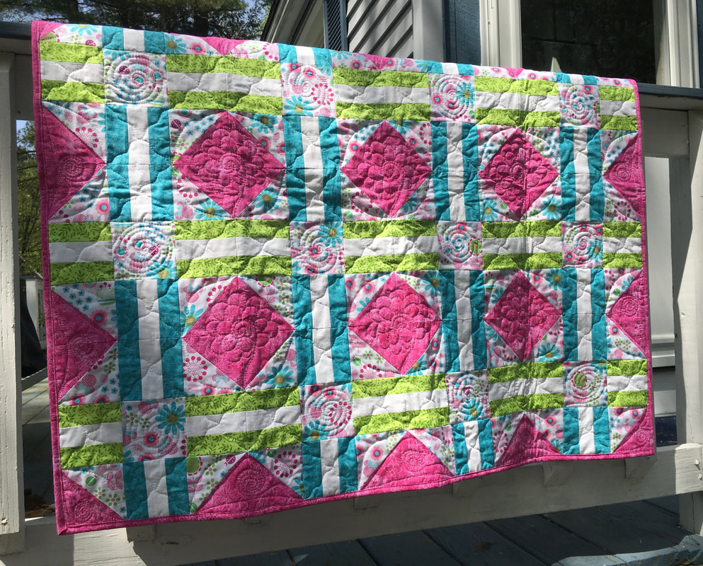 Pink and Green Friendship Quilt for sale from http://www.HomeSewnByCarolyn.com