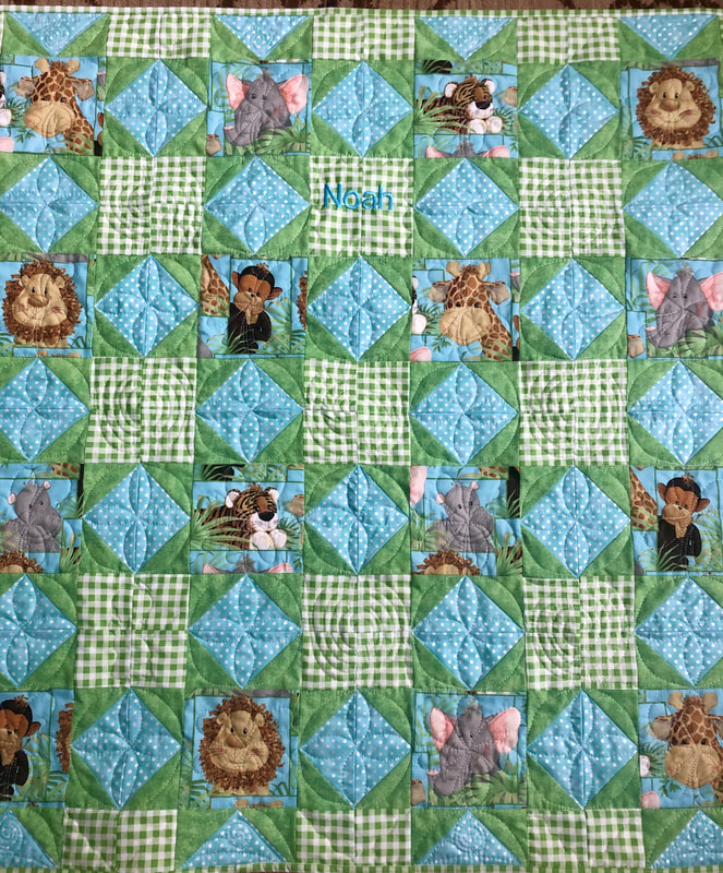 Jungle Animals Baby Quilt, crib quilt, baby blanket