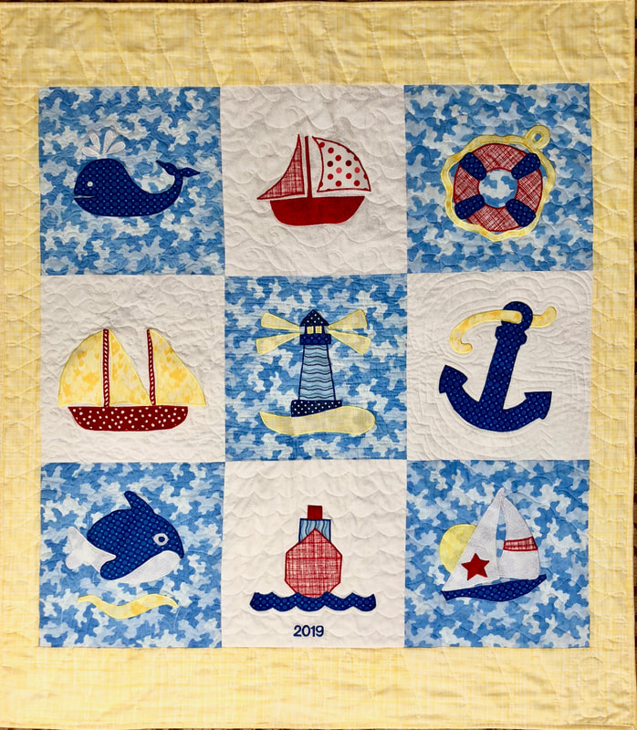 Nautical Baby Quilt, handmade from HomeSewnByCarolyn.com/baby-quilts.html