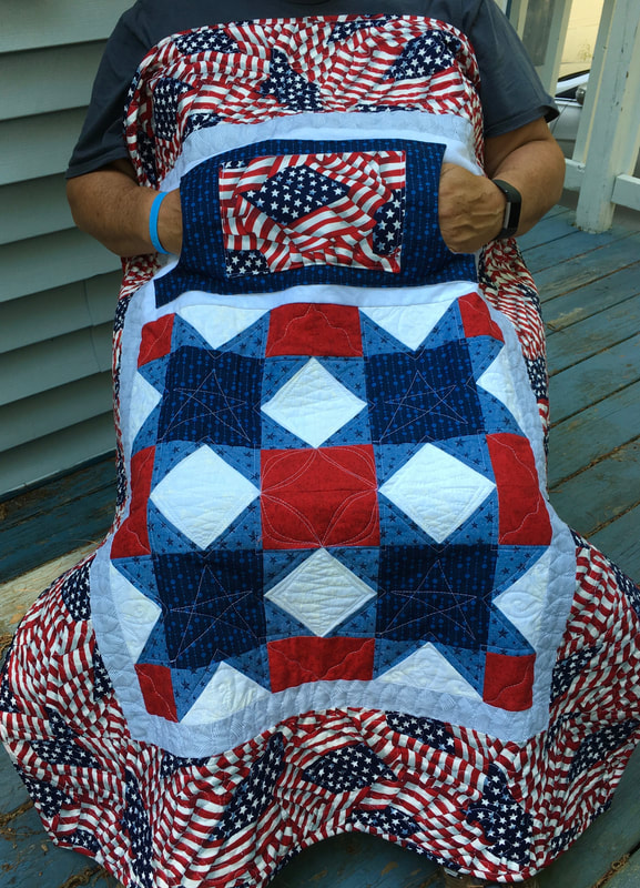 Patriotic Lovie Lap Quilt for sale from http://www.HomeSewnByCarolyn.com 