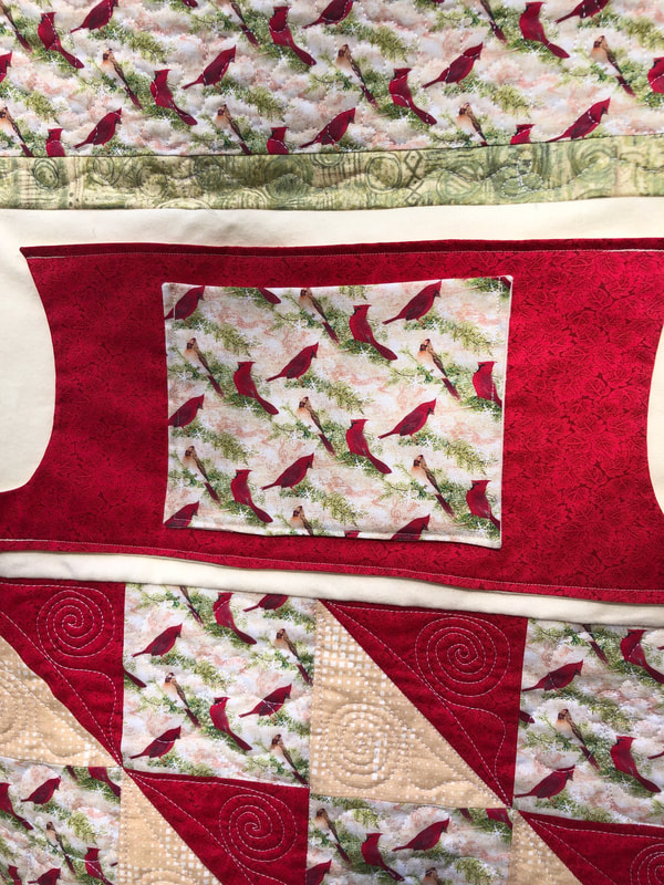 Cardinal Lovie Lap Quilt with pockets for sale