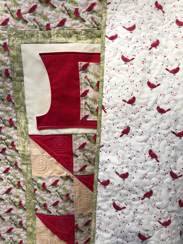 Cardinal Lovie Lap Quilt with Pockets, wheelchair quilts