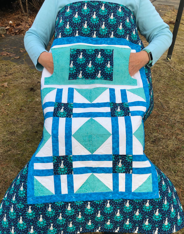 Cool Cat Lovie Lap Quilt with Pockets from http://www.HomeSewnByCarolyn.com 