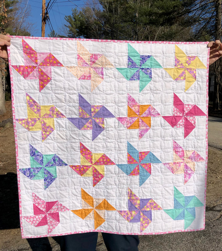 Double Pinwheel Baby Quilt for sale
