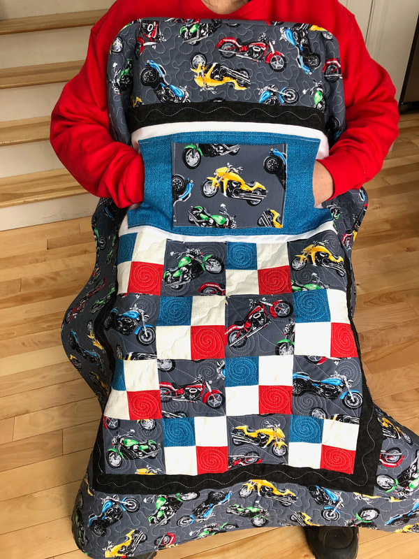 Motorcycle Lap Quilt with Pockets for sale