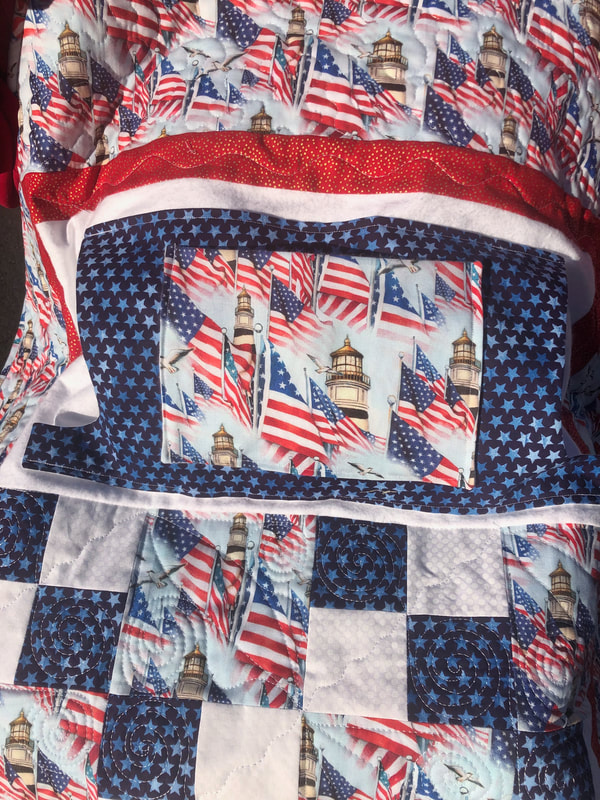 Lighthouse lap quilt with pockets, man''s lap quilt.