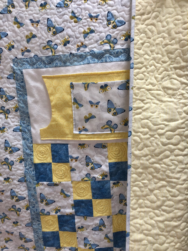 Butterfly Lovie Lap Quilt with flannel backing