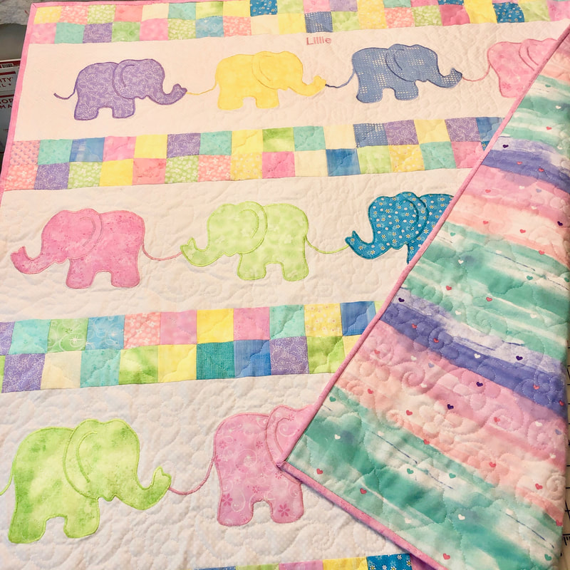 Pastel Elephant Baby Quilt