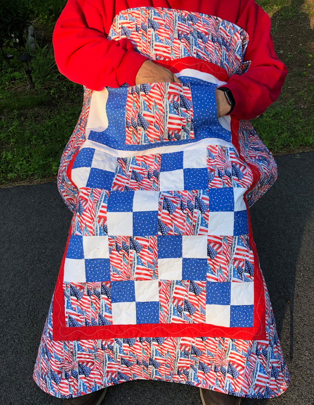 Man's lap quilt, American Flag Lovie Lap Quilt with Pockets