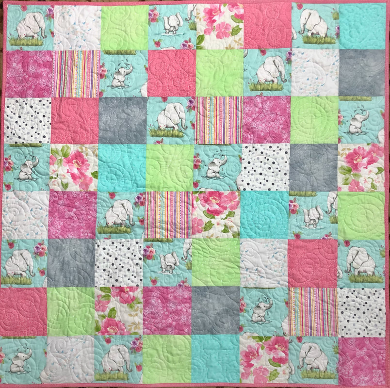 Patchwork Elephant Baby Quilt for sale