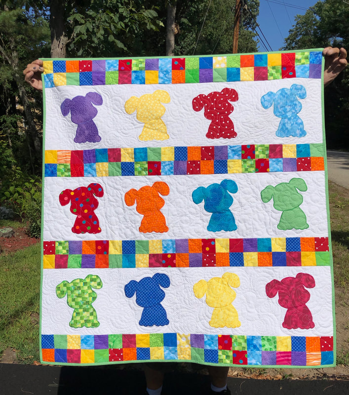 Puppy Love Baby Quilt for sale from http://www.HomeSewnByCarolyn.com 