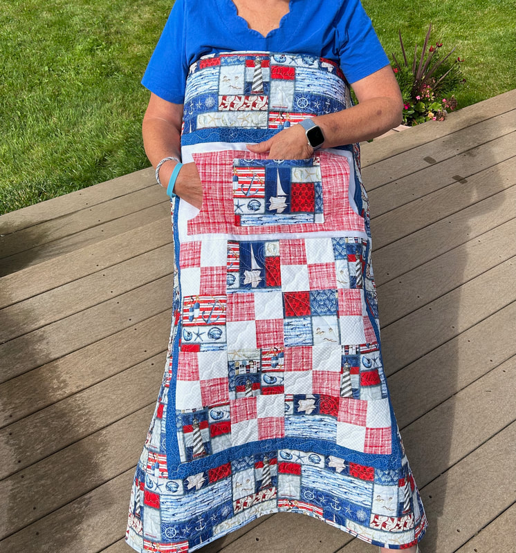 Lighthouse quilt, sailboat, nautical lap quilt with pockets