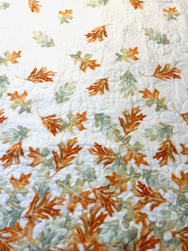Fall Leaves Lovie Lap Quilt with flannel backing