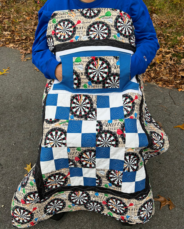 Pocket Lap Quilt with Men, Darts, Christmas gifts for seniors