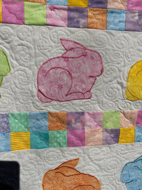 Baby Quilt, Bunnies, Rabbits, Pastel Color, for sale