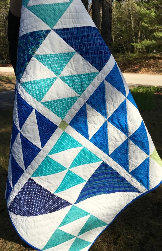 Blue and Green Baby Quilt from http://www.HomeSewnByCarolyn.com