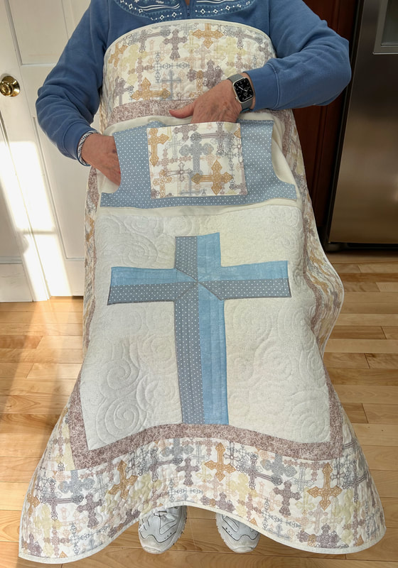 Lap Quilt with Cross, for sale, pocket quilts