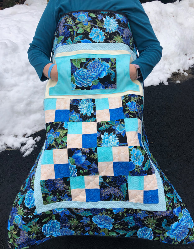 Turquoise Floral Lovie Lap Quilt with Pockets